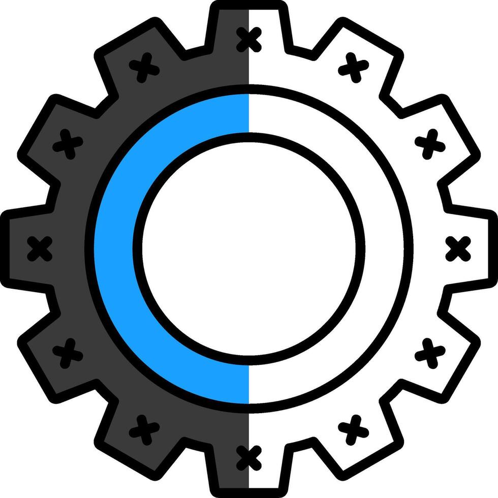 Cogwheel Filled Half Cut Icon vector