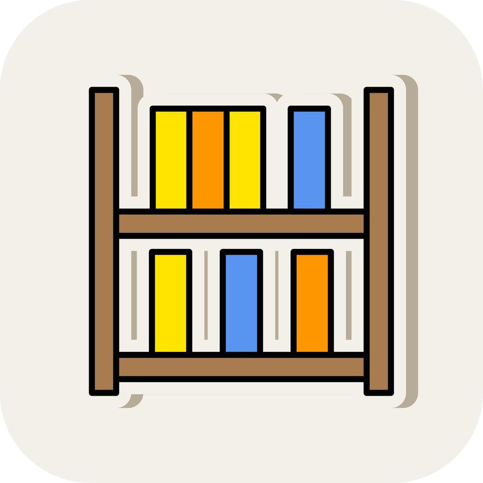 Bookshelf Line Filled White Shadow Icon vector