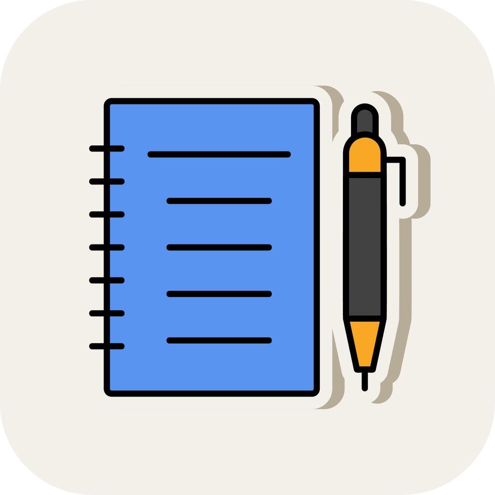 Notebook Line Filled White Shadow Icon vector