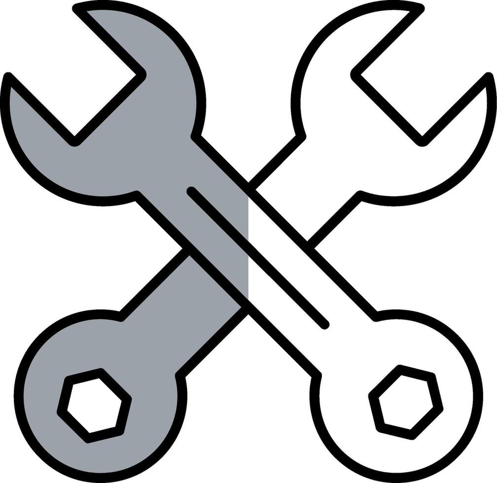 Wrench Filled Half Cut Icon vector
