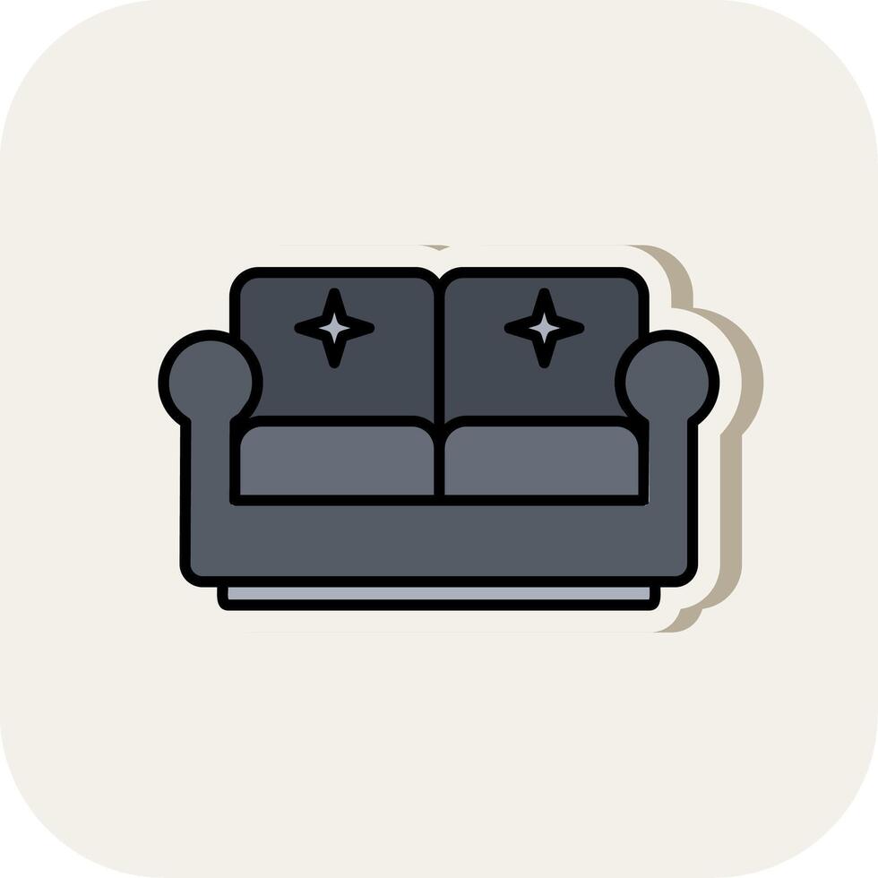Couch Line Filled White Shadow Icon vector