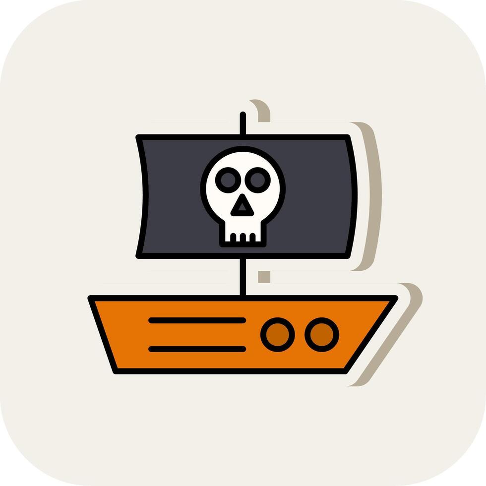 Pirate Line Filled White Shadow Icon vector