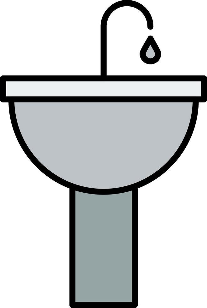 lavabo línea lleno blanco sombra icono vector