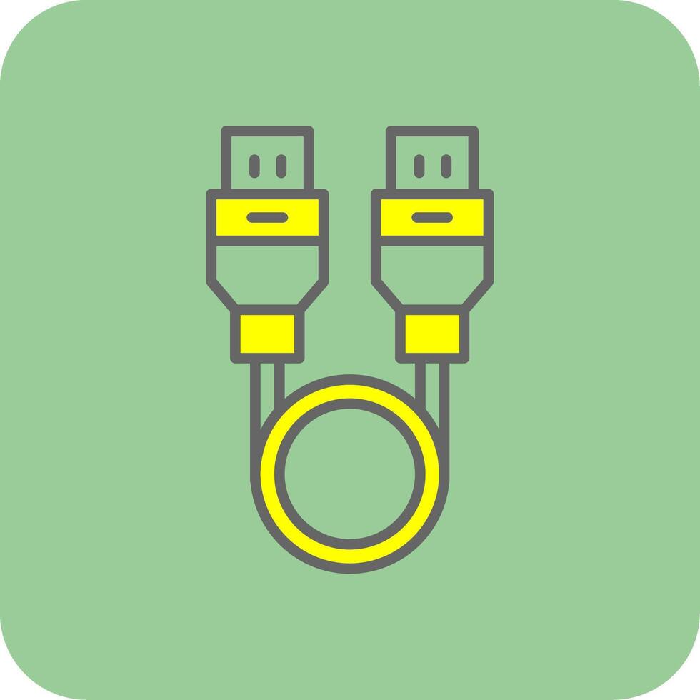 USB cable lleno amarillo icono vector