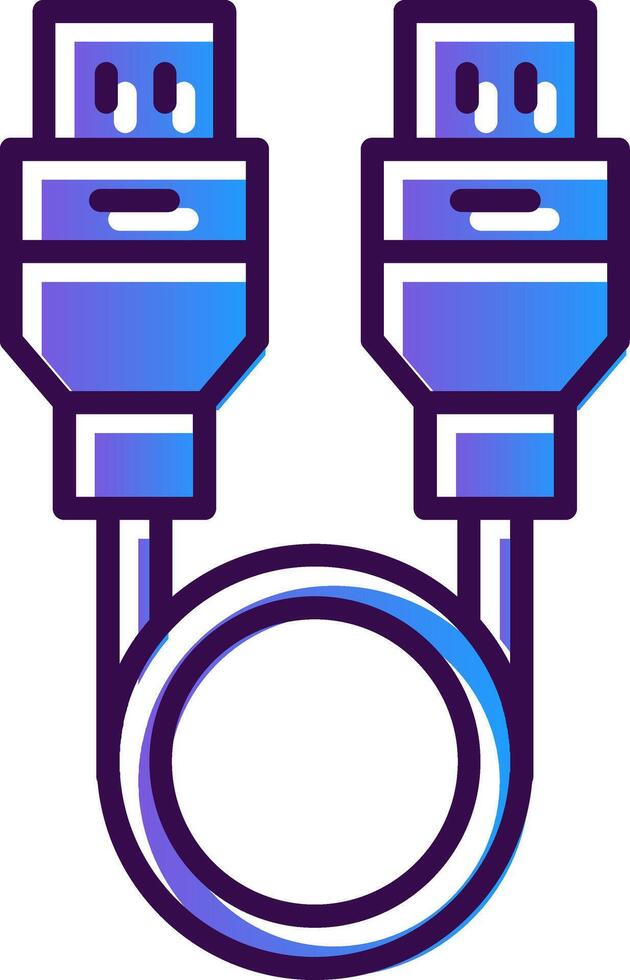 Usb Cable Gradient Filled Icon vector