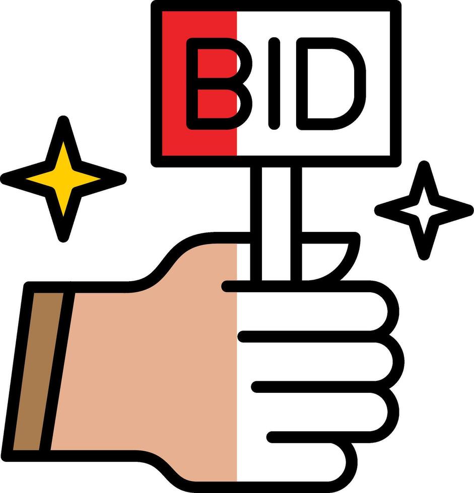 Bid Filled Half Cut Icon vector