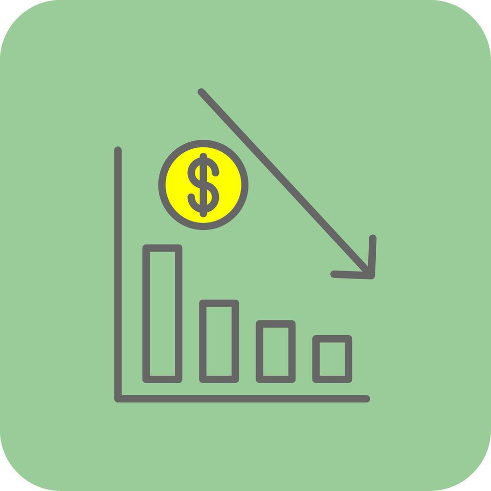 Business Decline Filled Yellow Icon vector