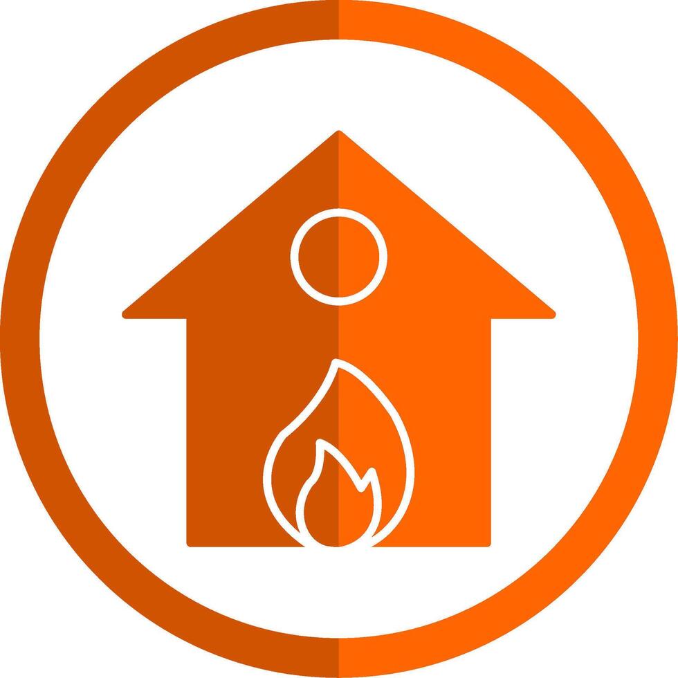 ardiente casa glifo naranja circulo icono vector