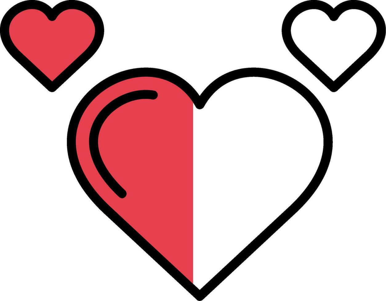 Heart Filled Half Cut Icon vector