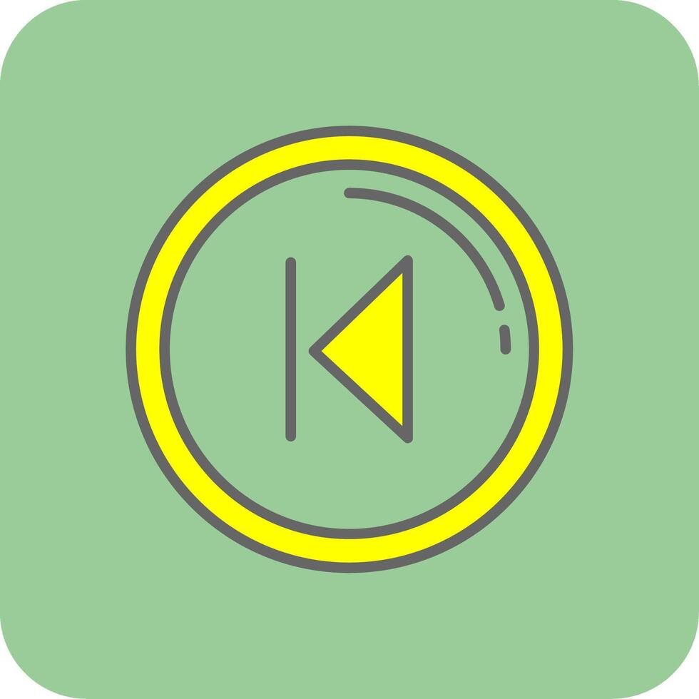 Backward Filled Yellow Icon vector