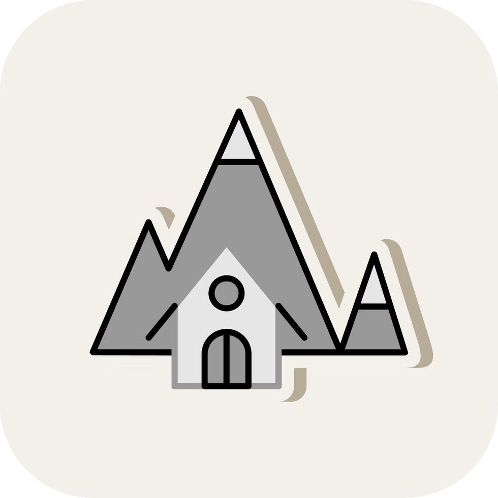 Mountain House Line Filled White Shadow Icon vector