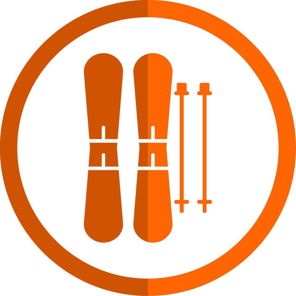 Skis Glyph Orange Circle Icon vector