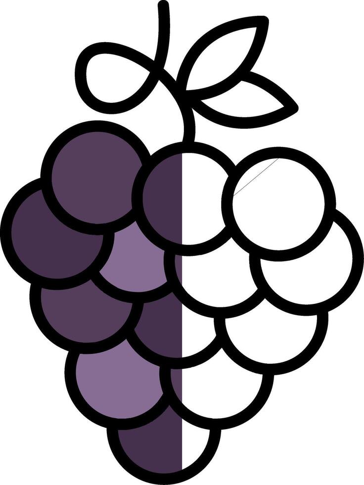 Zinfandel Grapes Filled Half Cut Icon vector
