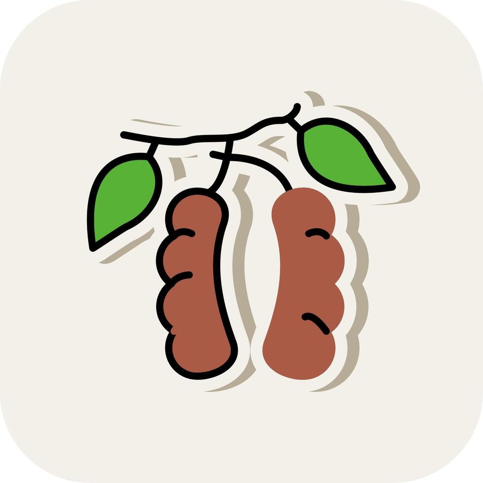 Tamarind Line Filled White Shadow Icon vector