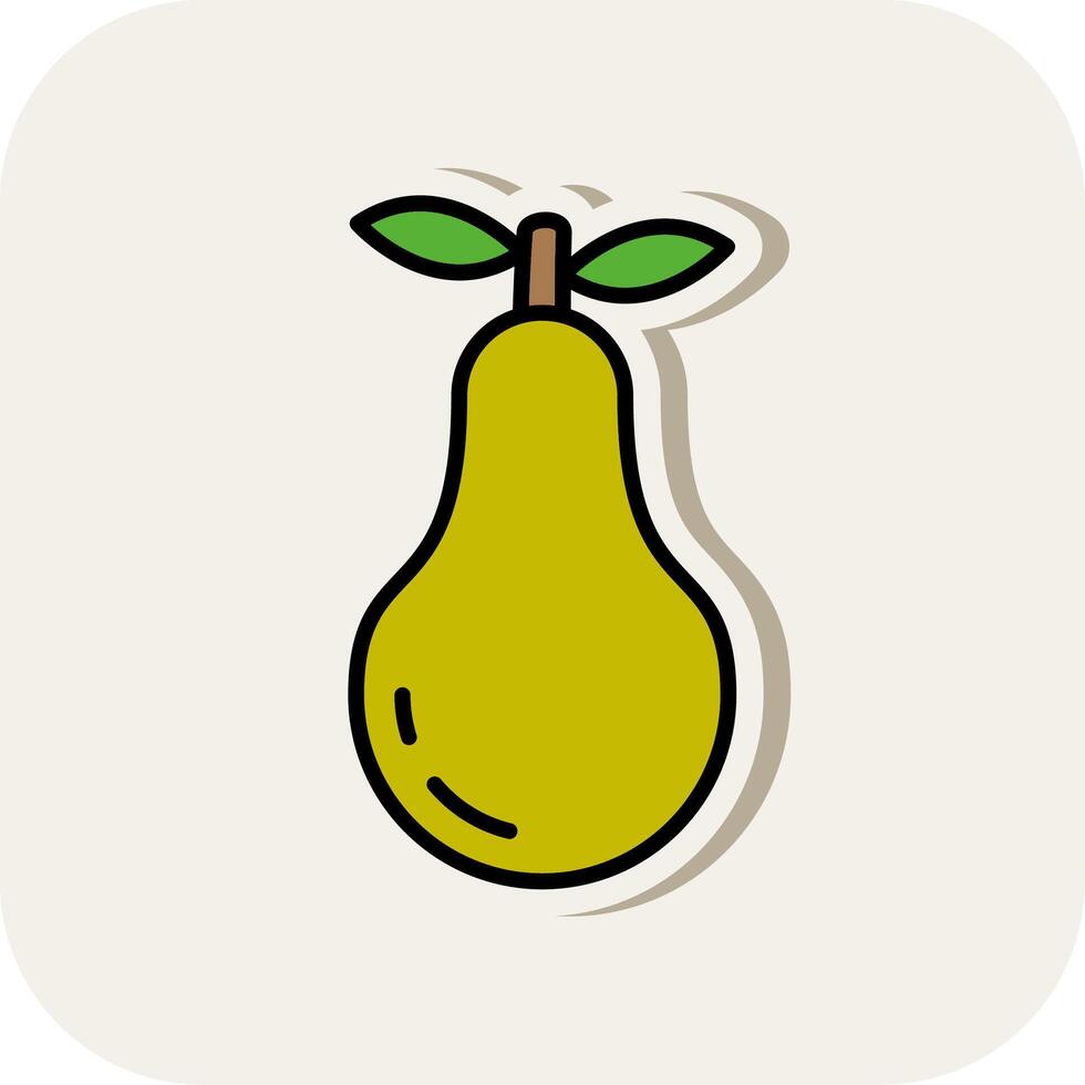 Nashi Pear Line Filled White Shadow Icon vector