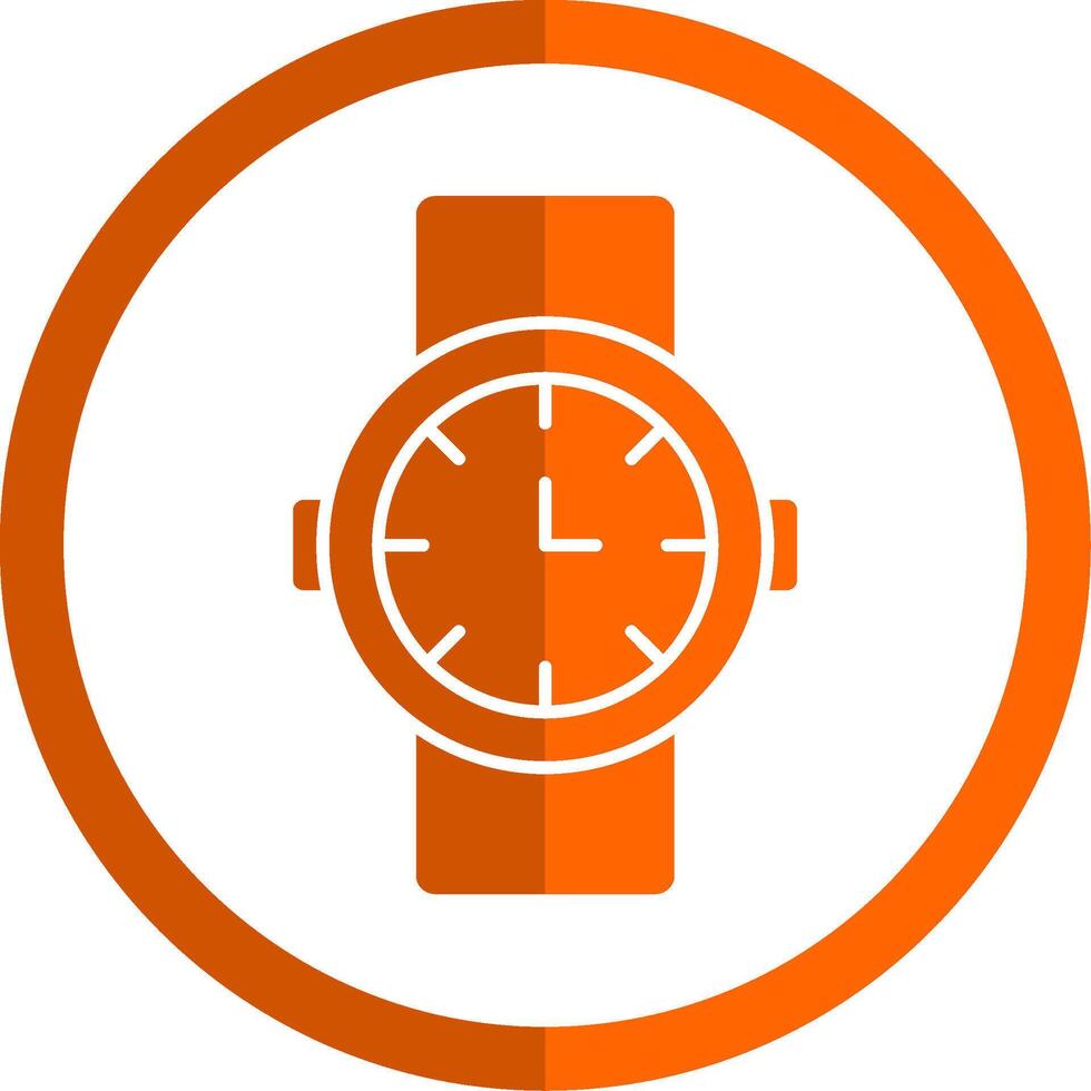 Watch Glyph Orange Circle Icon vector