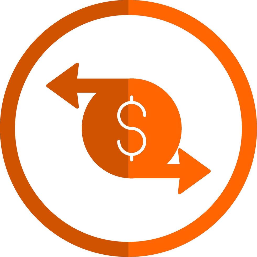 Money Transfer Glyph Orange Circle Icon vector