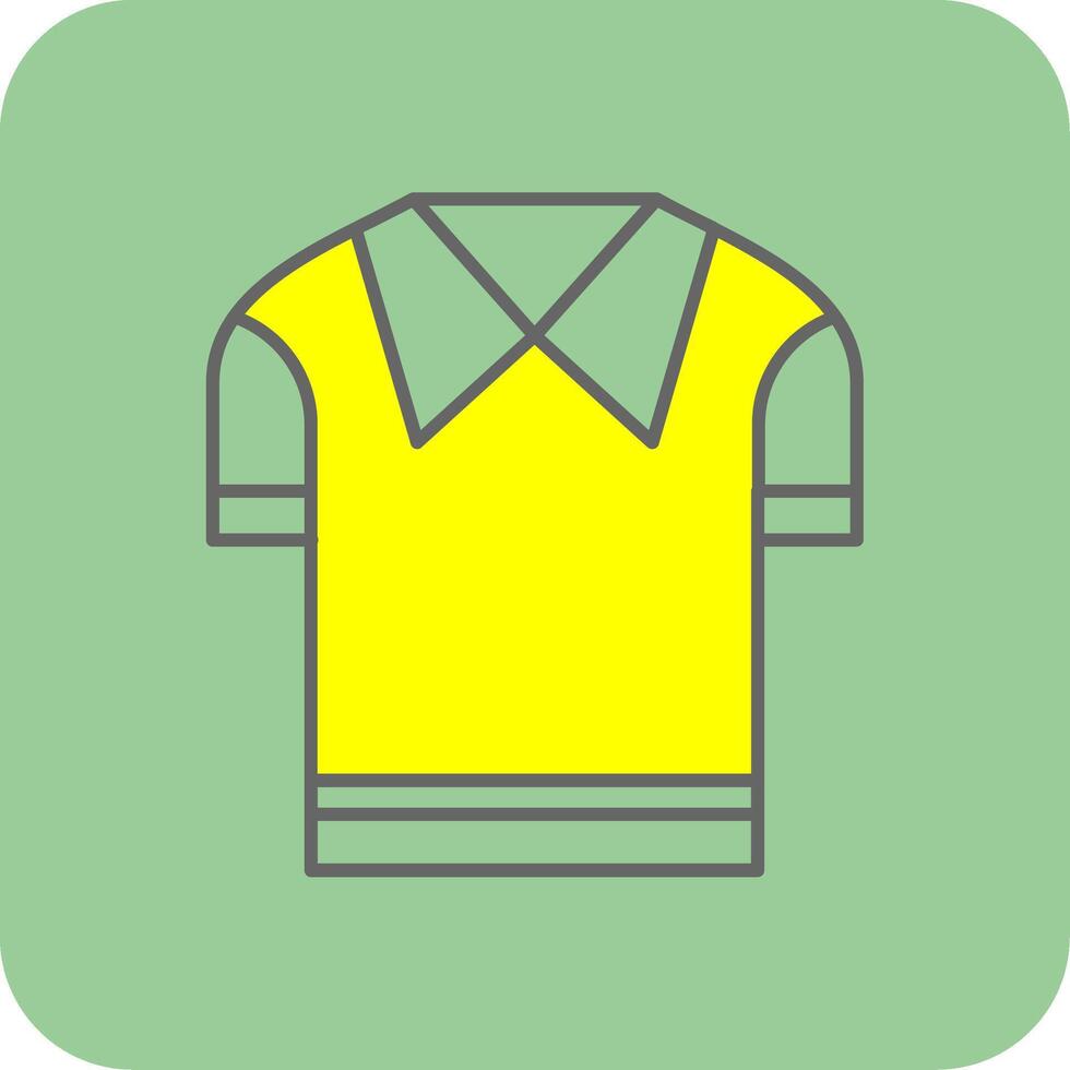 casual camisa lleno amarillo icono vector