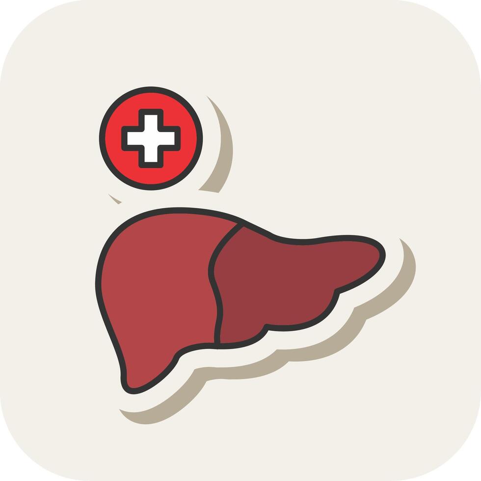 Liver Line Filled White Shadow Icon vector