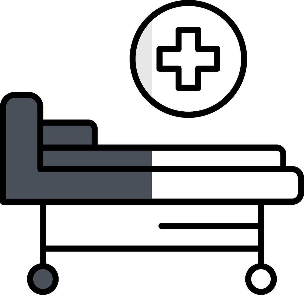 hospital cama lleno medio cortar icono vector