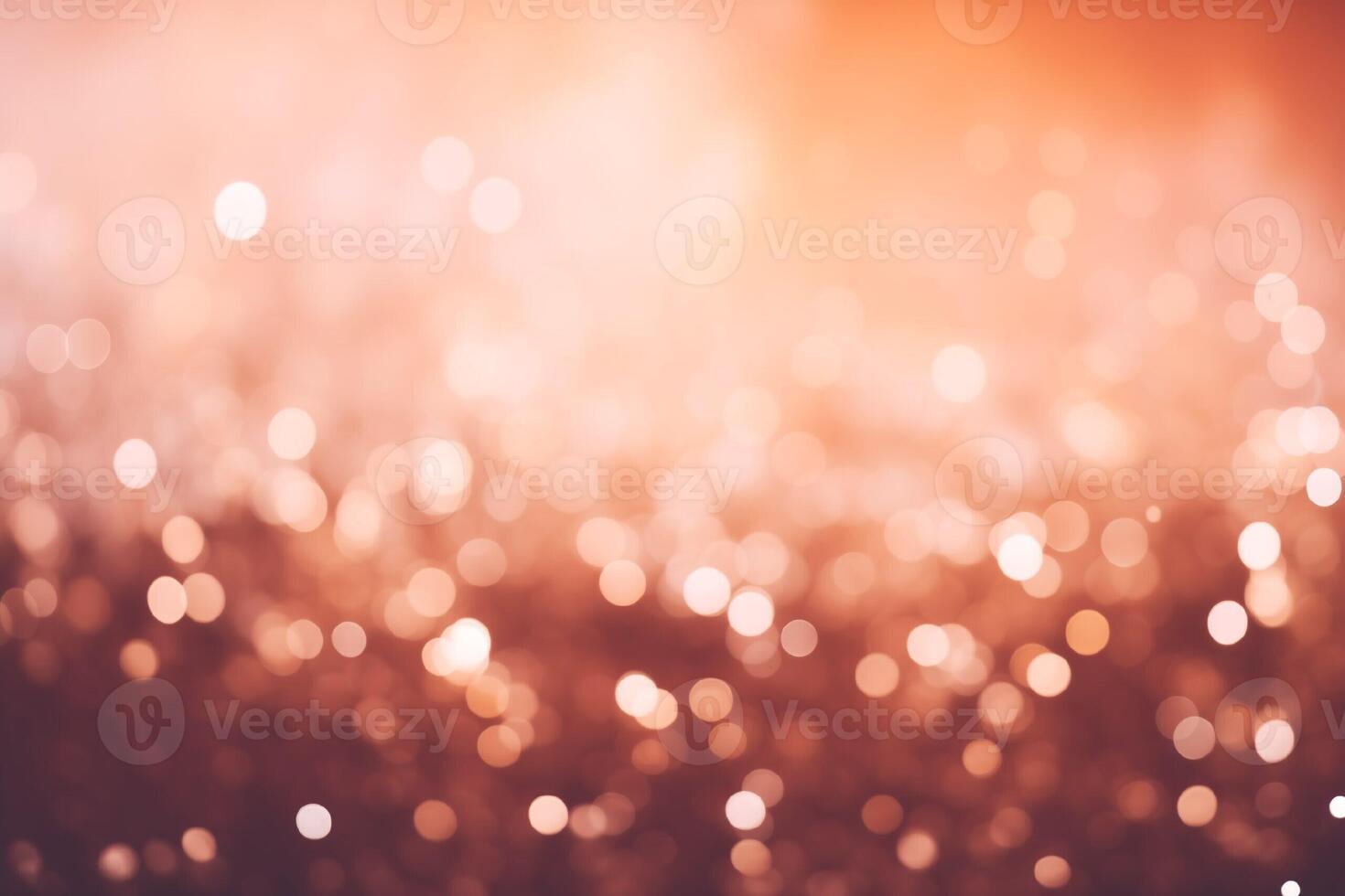 Blurred bokeh magical background. Tender peach fuzz gradient, shimmer confetti pattern, abstract christmas and new year holidays mood. Festive rose luminous background. photo