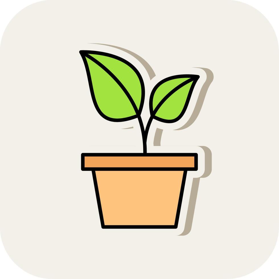 Plant Line Filled White Shadow Icon vector