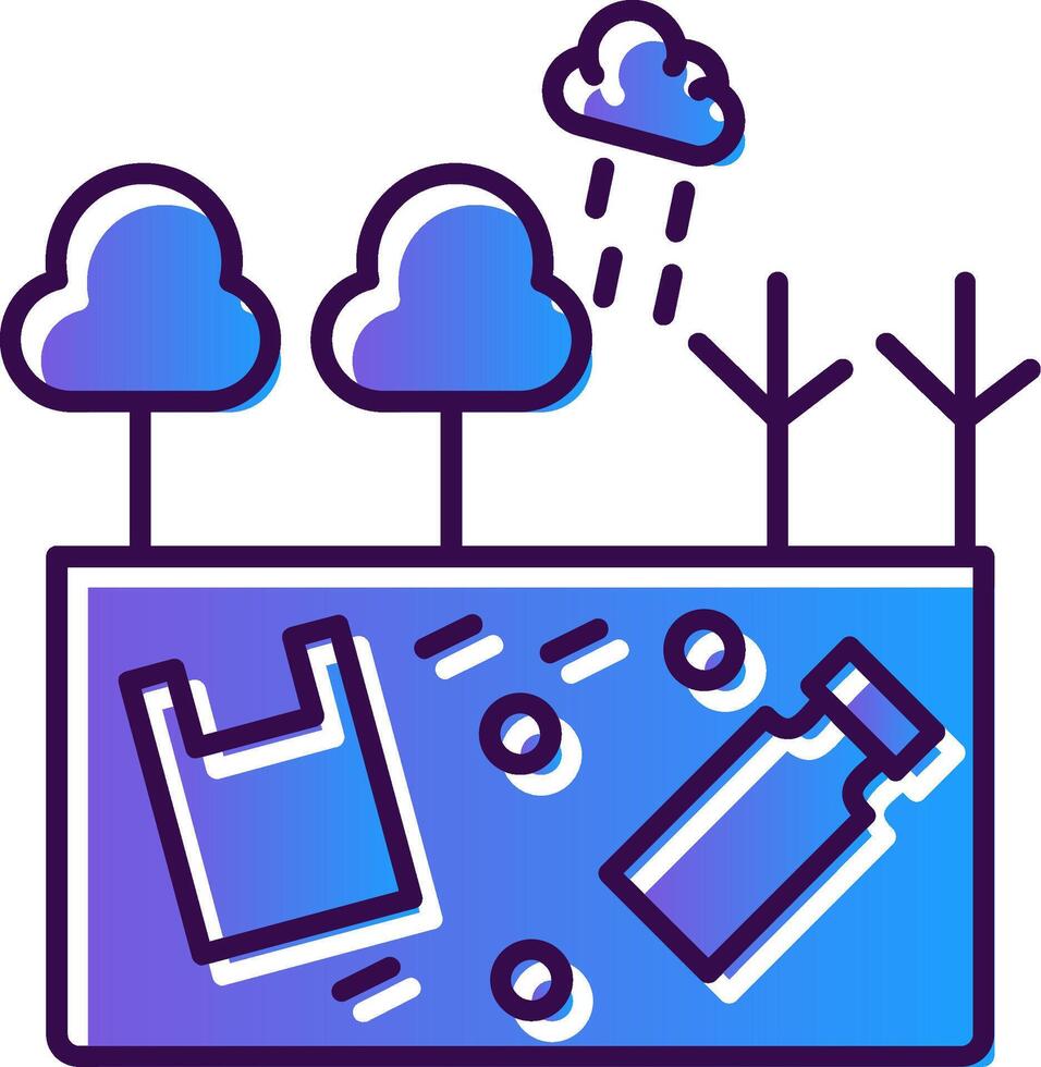 Land Pollution Gradient Filled Icon vector