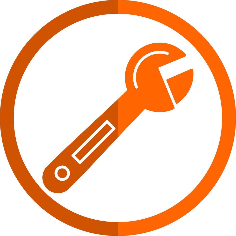 Adjustable Wrench Glyph Orange Circle Icon vector