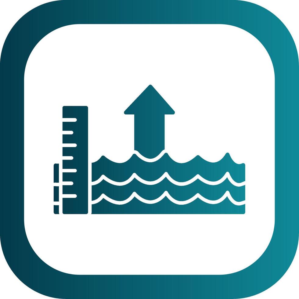 Sea Level Rise Glyph Gradient Round Corner Icon vector