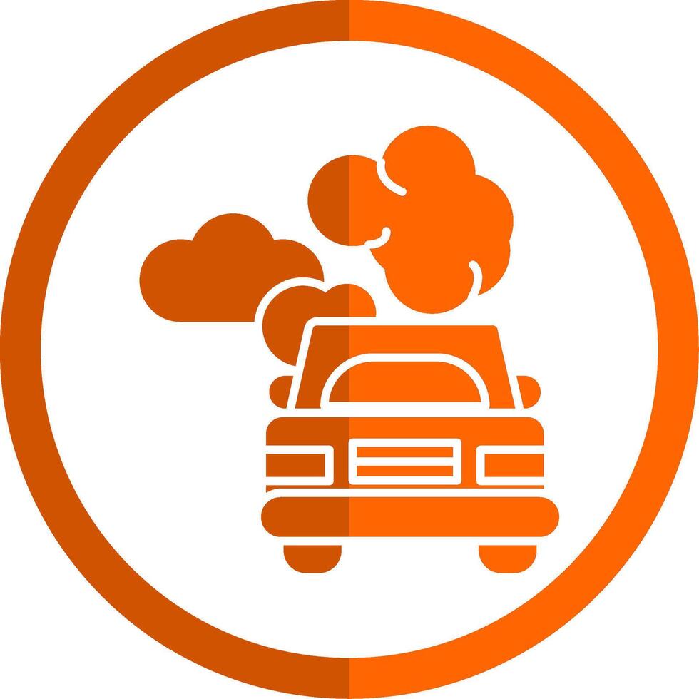 coche contaminación glifo naranja circulo icono vector