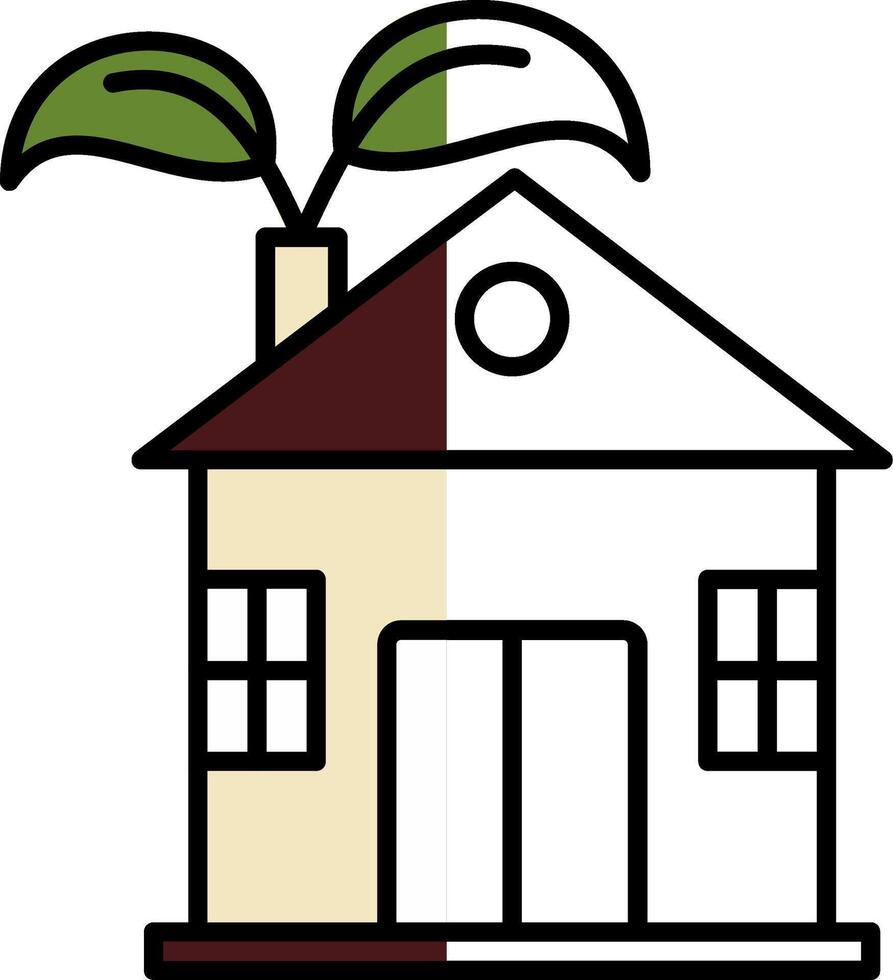 Eco House Filled Half Cut Icon vector