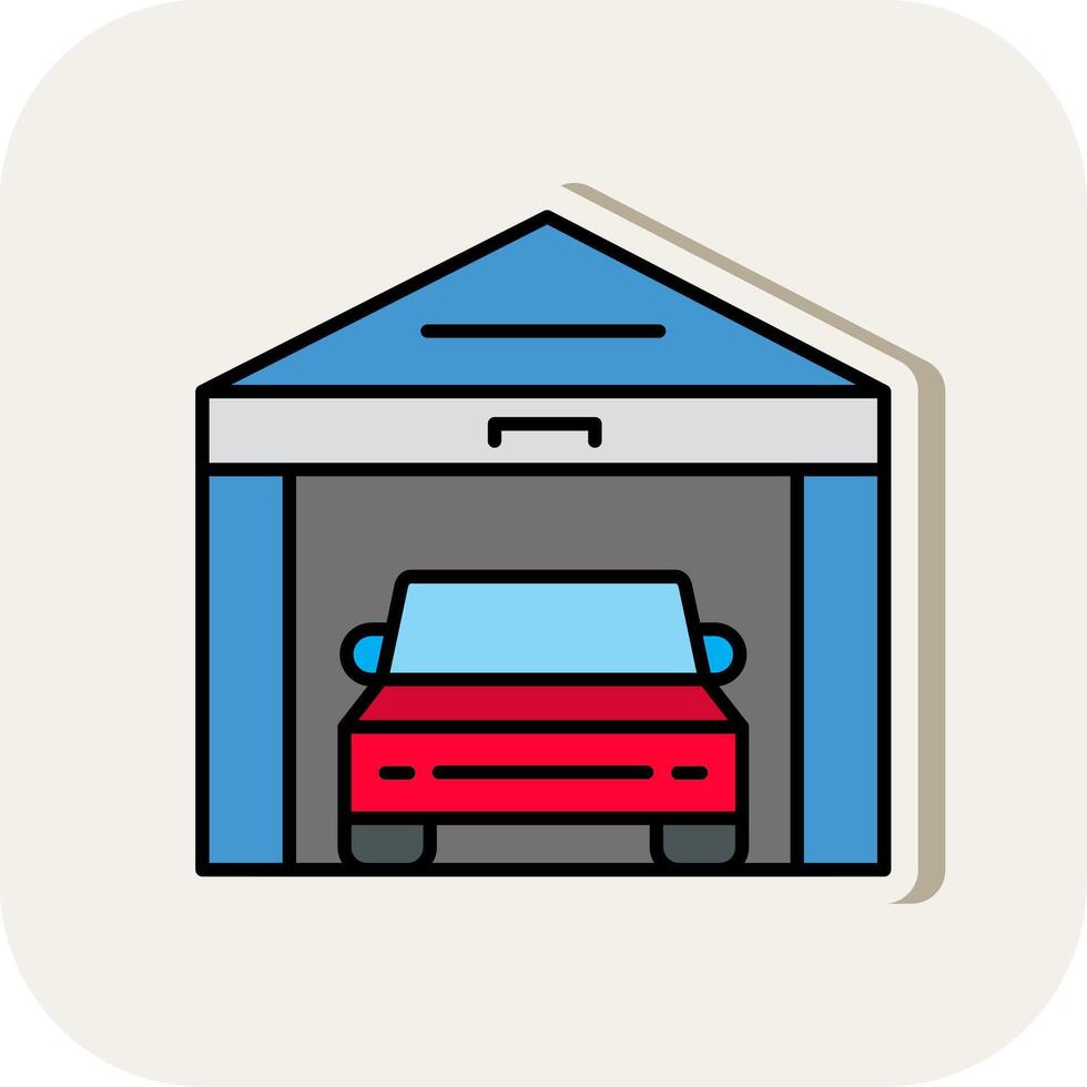 Garage Line Filled White Shadow Icon vector