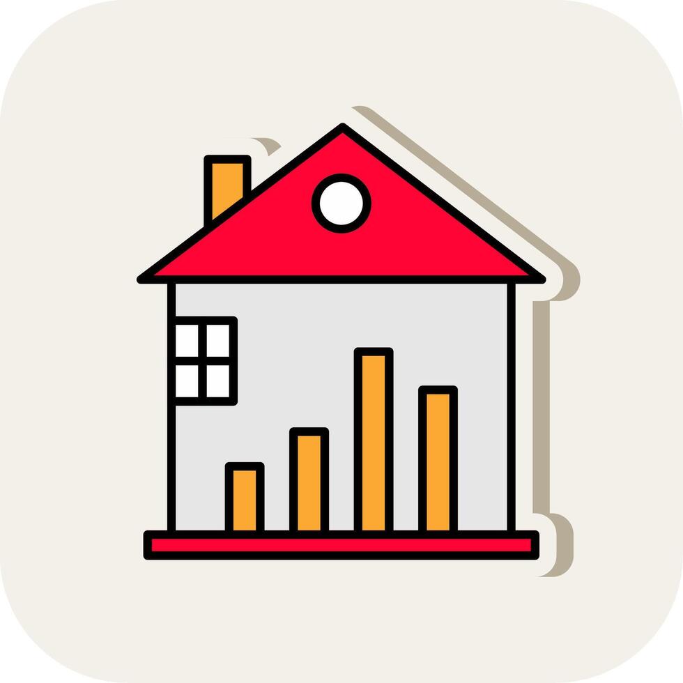 Real Estate Stats Line Filled White Shadow Icon vector