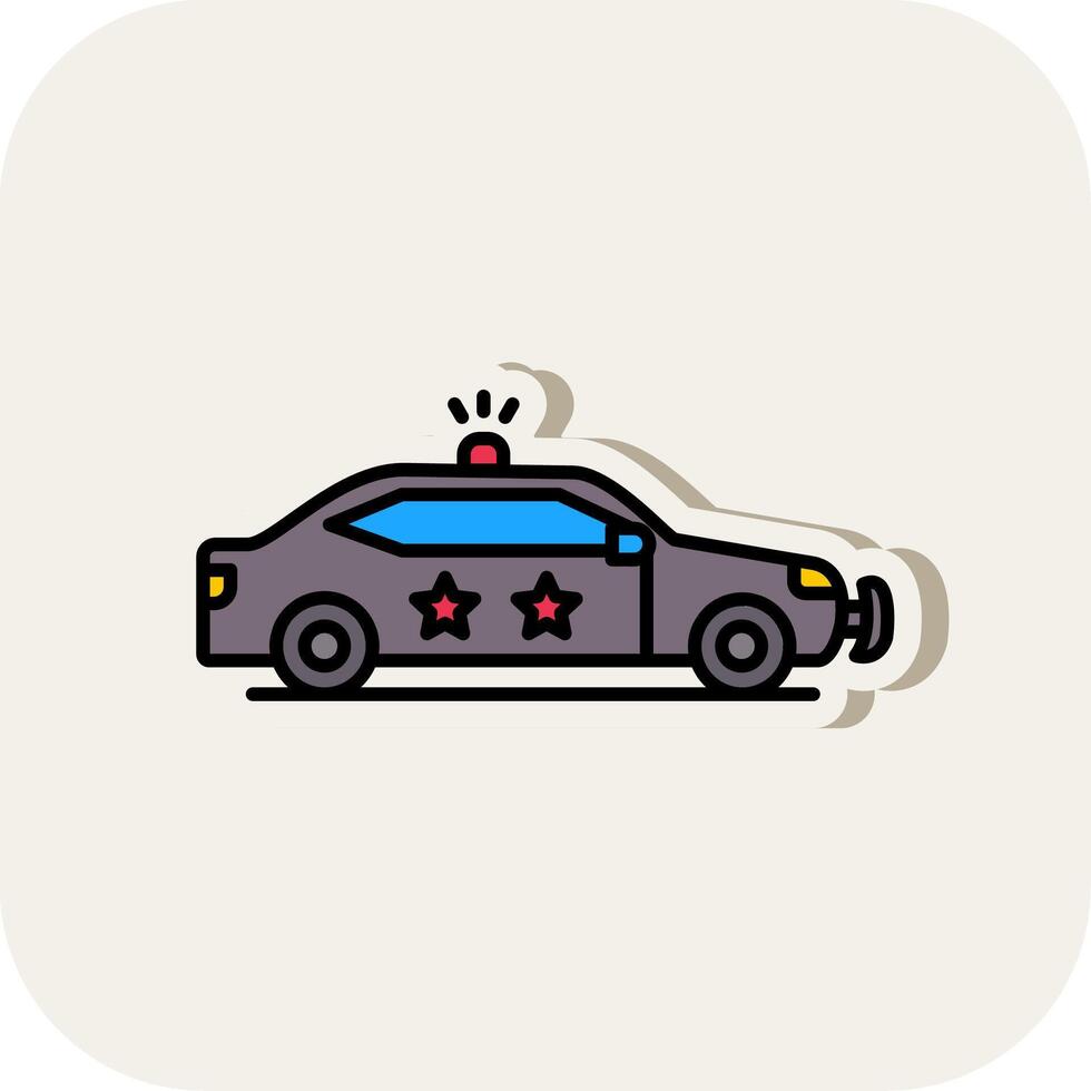 Police Car Line Filled White Shadow Icon vector