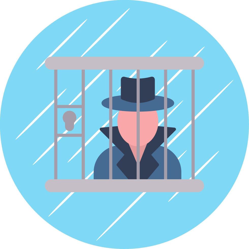 Criminal behind bars Flat Blue Circle Icon vector