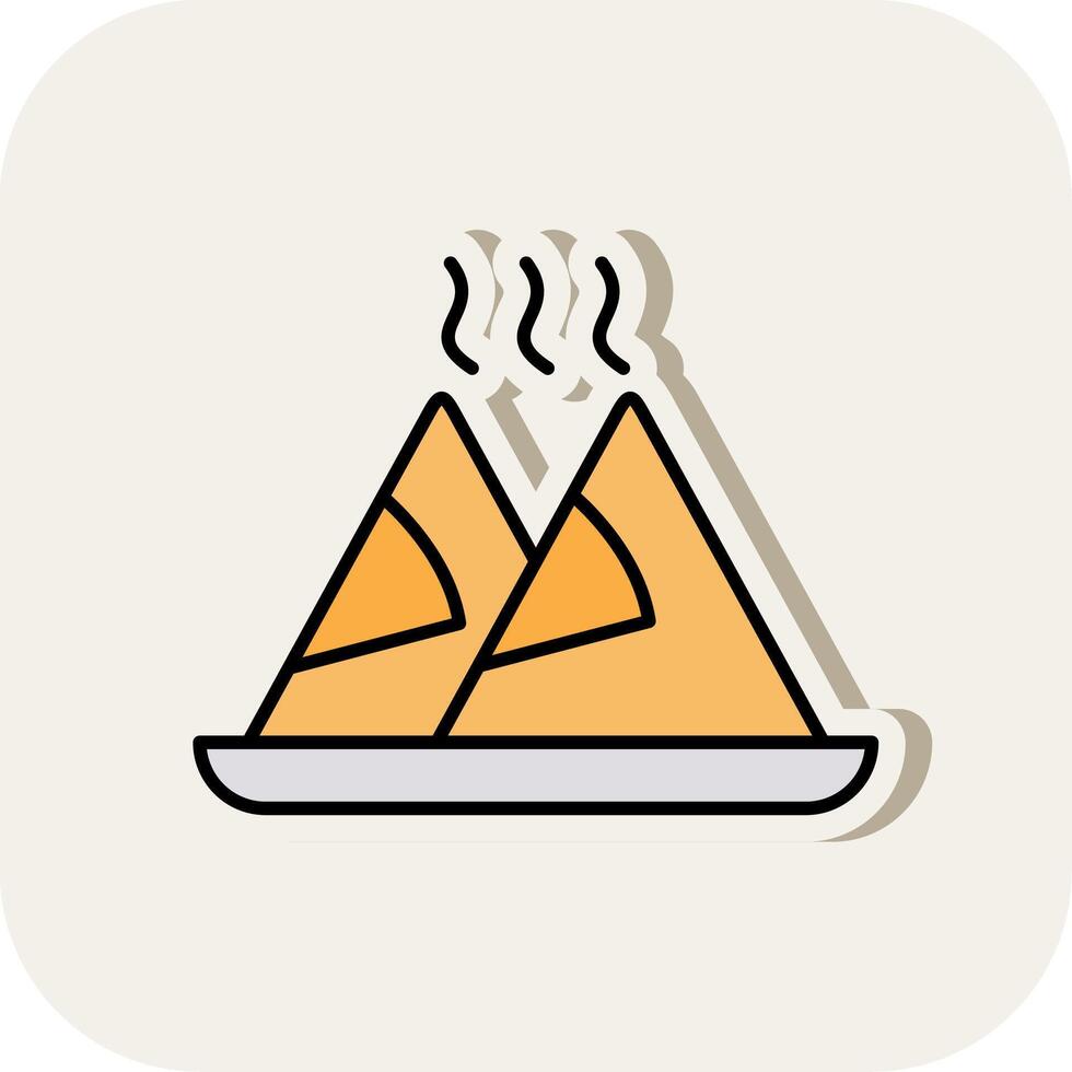 Samosa Line Filled White Shadow Icon vector
