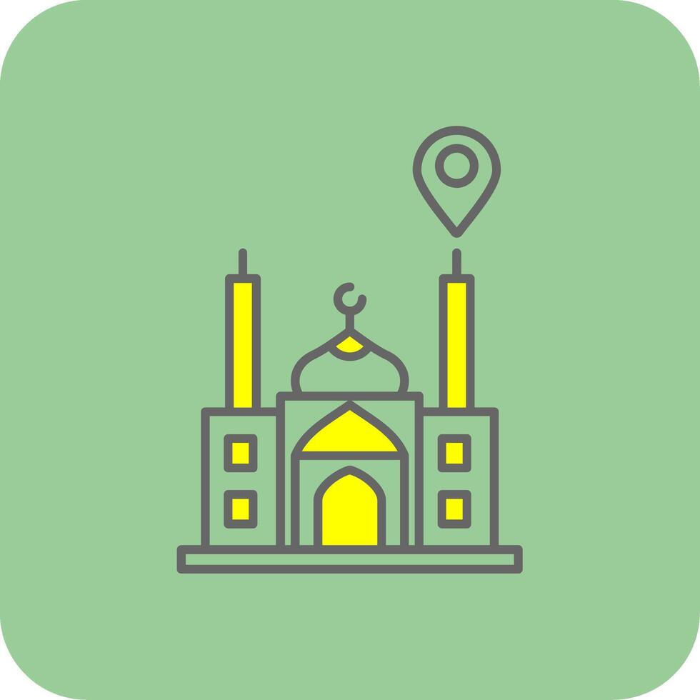 mezquita ubicación lleno amarillo icono vector