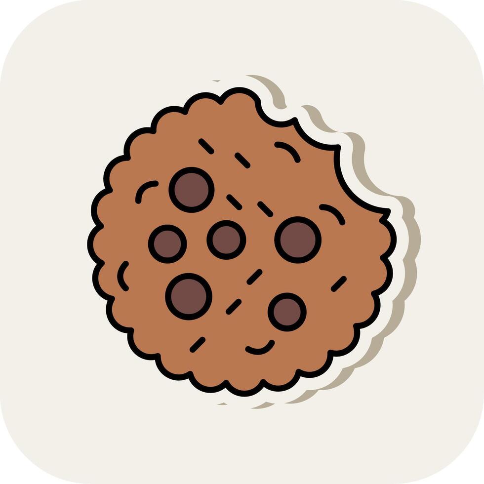 Cookie Line Filled White Shadow Icon vector