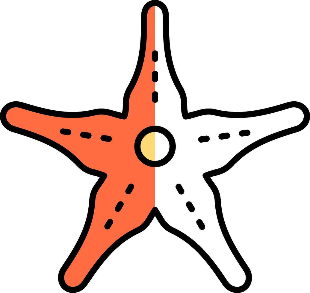 estrella de mar lleno medio cortar icono vector