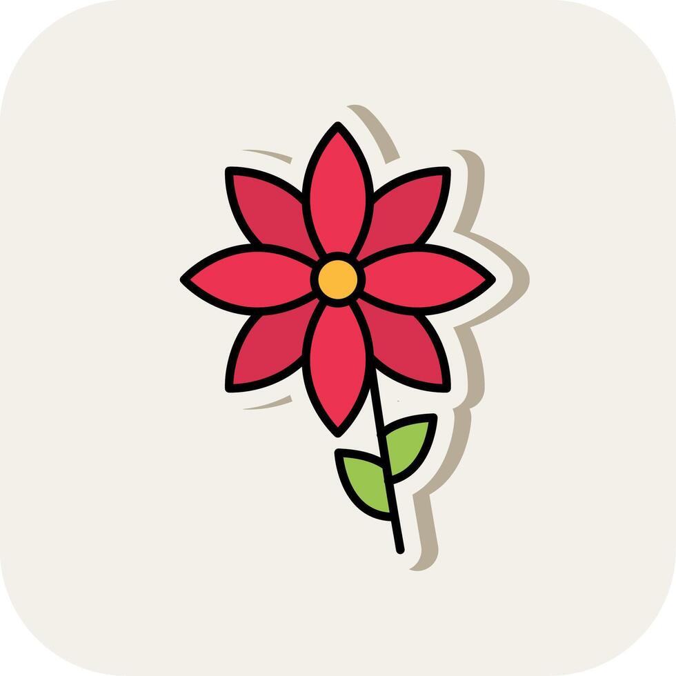 Flower Line Filled White Shadow Icon vector