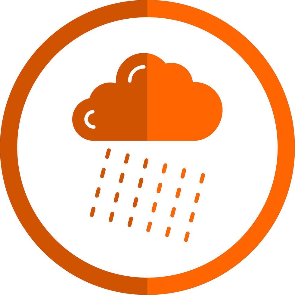 Rainy Glyph Orange Circle Icon vector