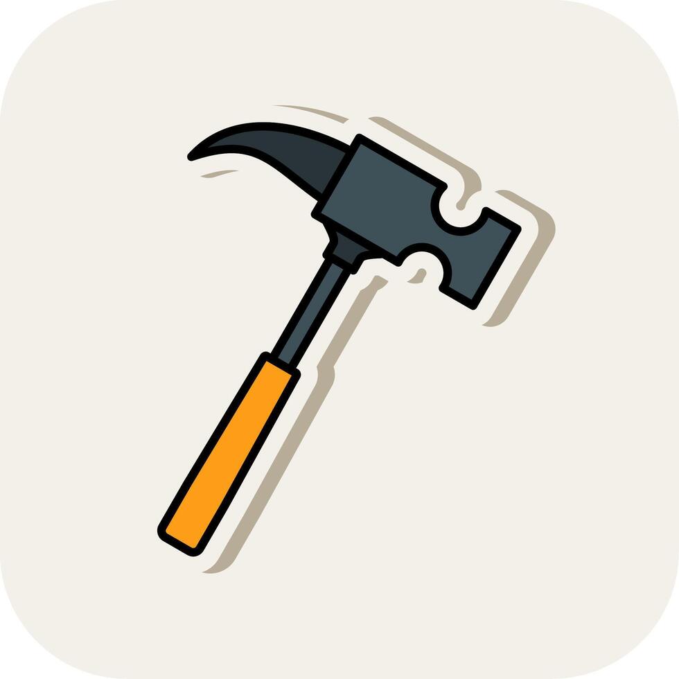 Hammer Line Filled White Shadow Icon vector