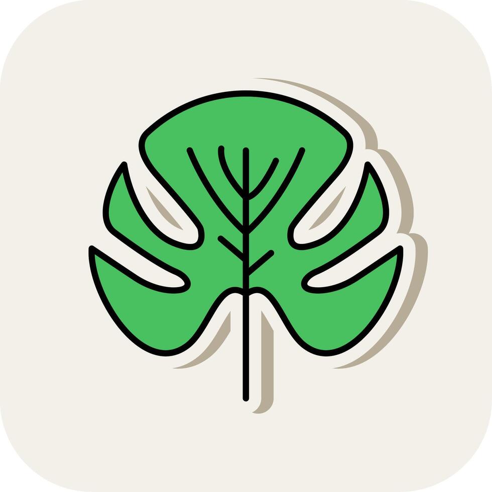 Monstera Line Filled White Shadow Icon vector