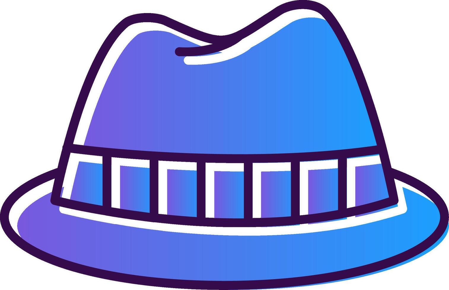 fedora sombrero degradado lleno icono vector