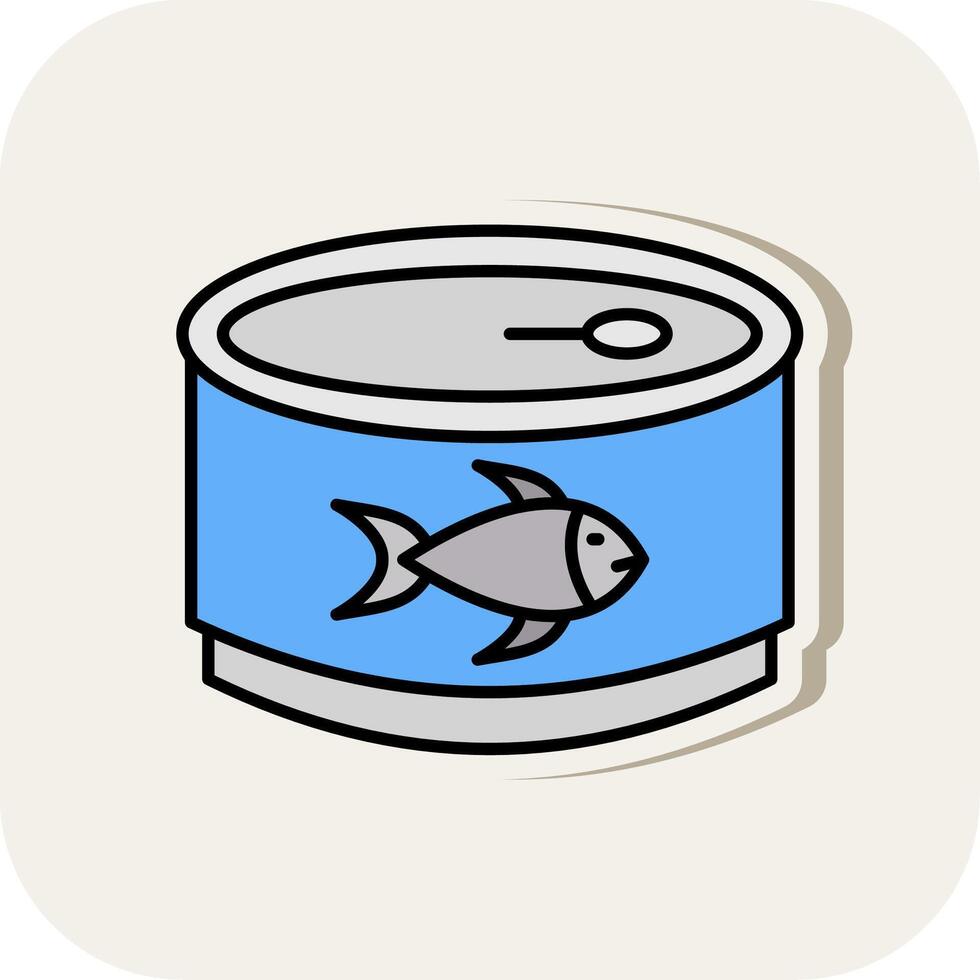 Tuna Line Filled White Shadow Icon vector