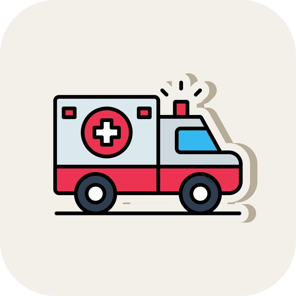 Ambulance Line Filled White Shadow Icon vector