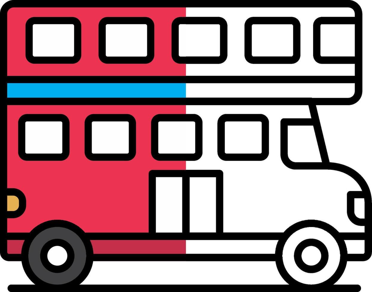 Double Bus Filled Half Cut Icon vector