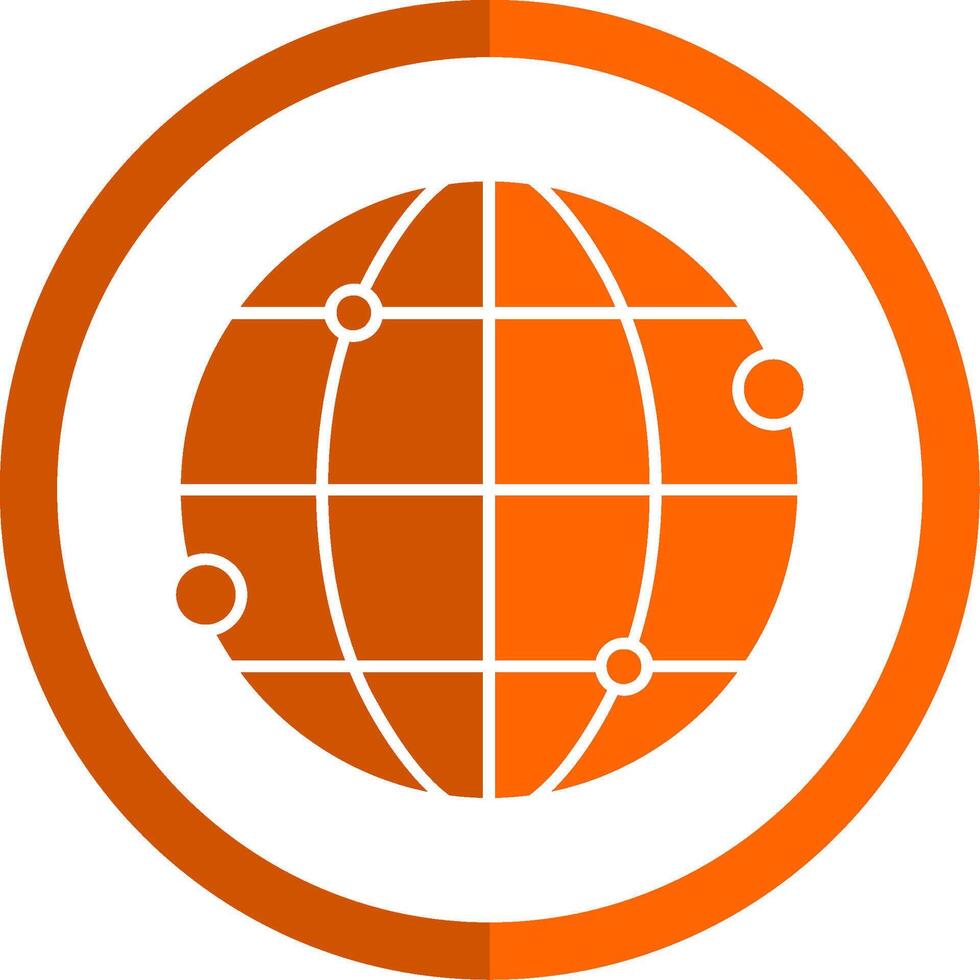 World Glyph Orange Circle Icon vector