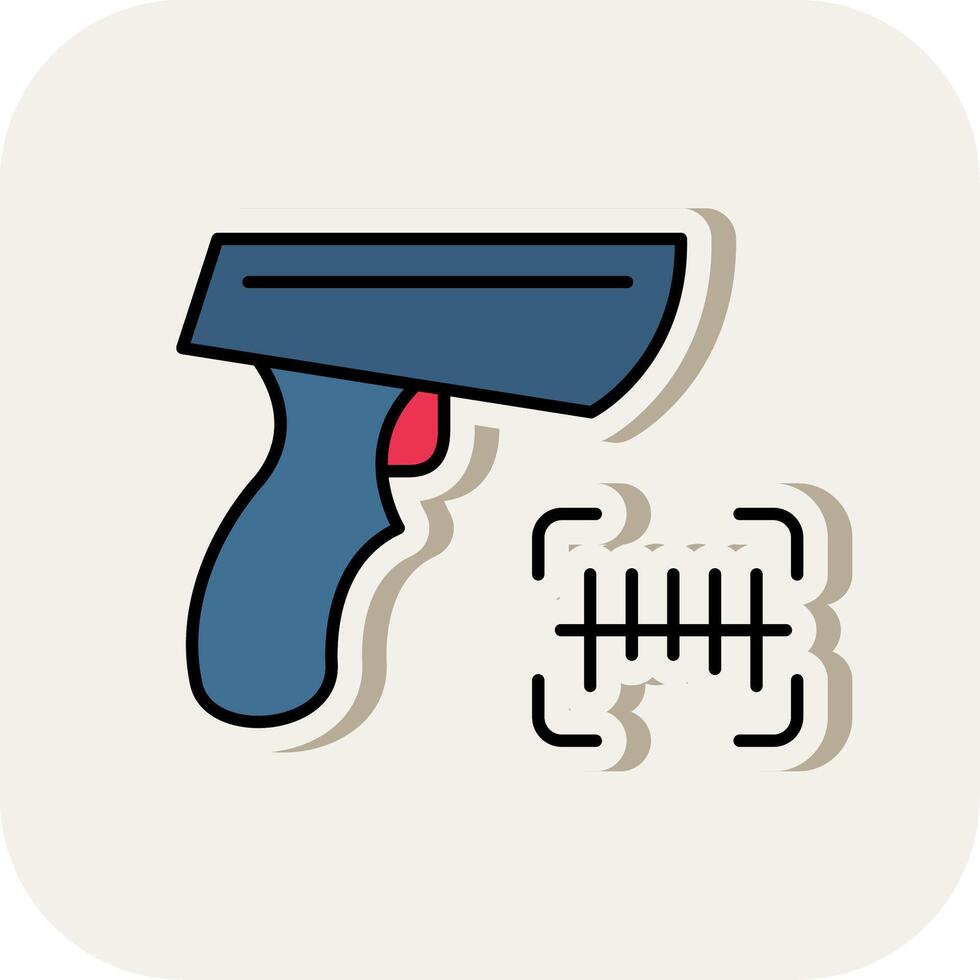 Barcode Scanner Line Filled White Shadow Icon vector