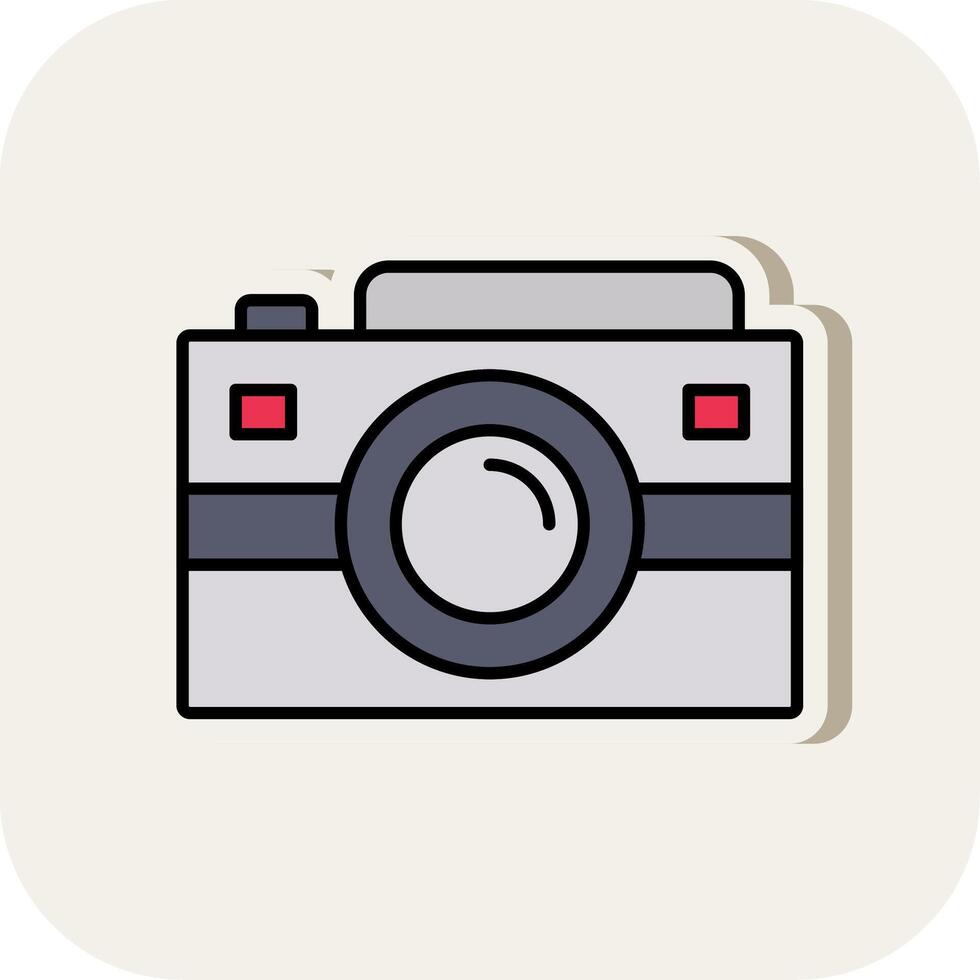 Camera Line Filled White Shadow Icon vector